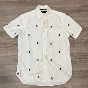 Polo Ralph Lauren White Men's Classic Fit Skull and Crossbones Oxford Shirt sz S